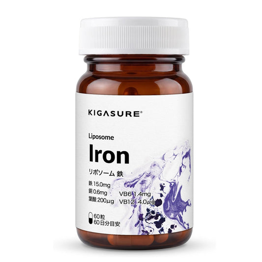 リポソーム 鉄分 サプリ 60粒 ｜鉄 15mg 葉酸 200μg ビタミンB6 1.4mg B12 4.0μg 銅 0.6mg