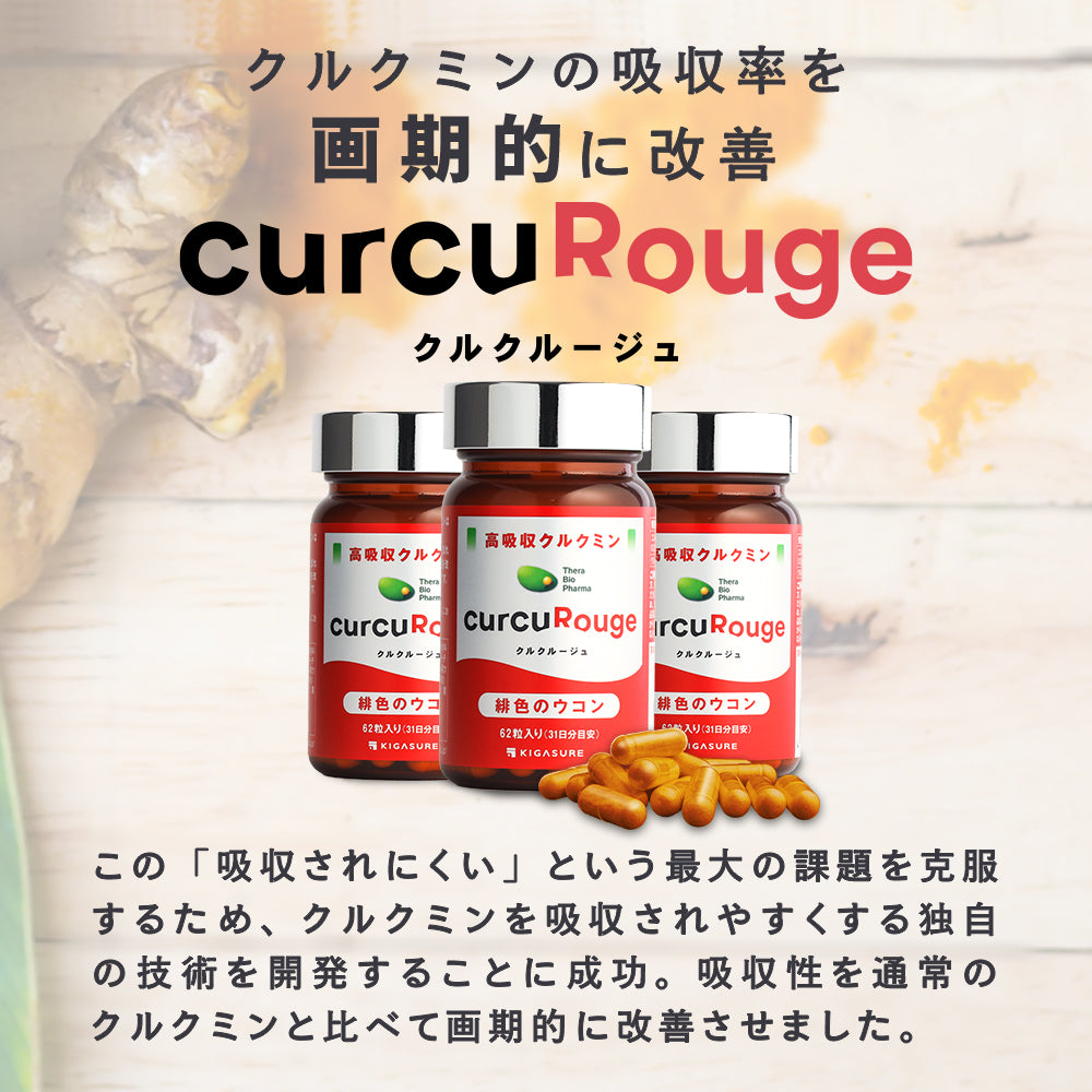 クルクルージュ 高吸収 クルクミン サプリメント 62粒 京都大学ベンチャー開発 KIGASURE 公式ストア
