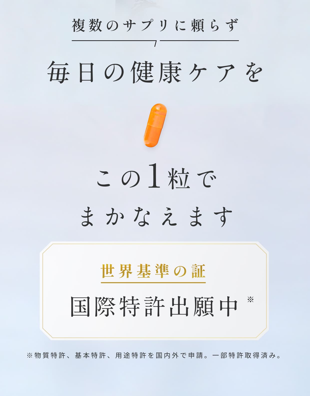 複数のサプリに頼らず毎日の健康ケアをこの１粒でまかなえます