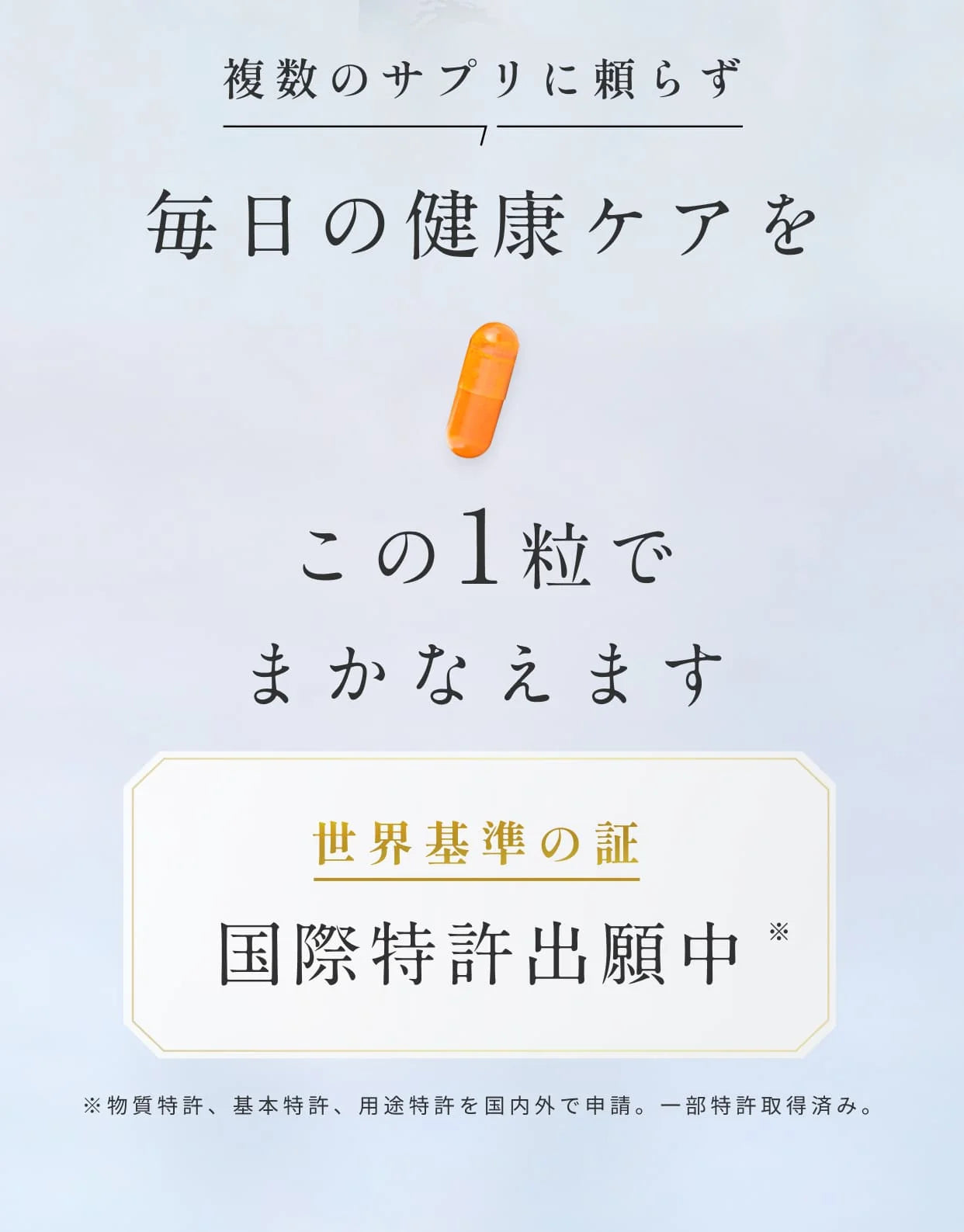複数のサプリに頼らず毎日の健康ケアをこの１粒でまかなえます